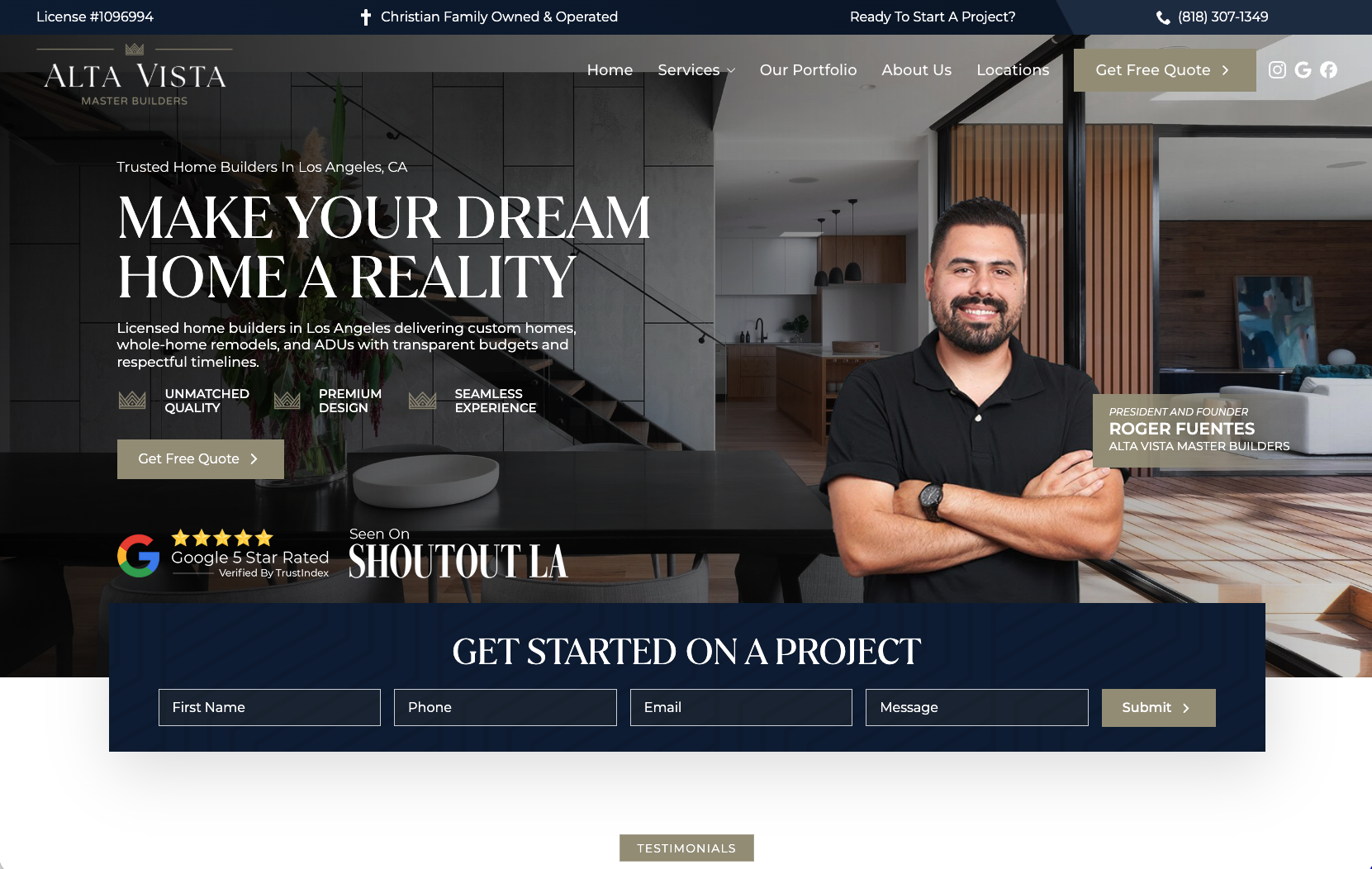 Alta Vista Master Builders — launched site preview